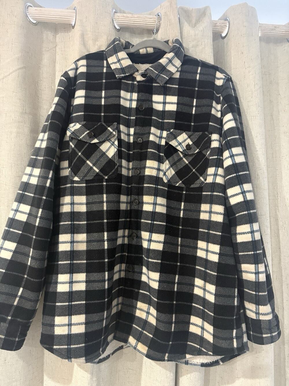 Freedom Foundry Mens Thick Fleece Plaid Sherpa Lined Jacket Shirt Shacket XXL